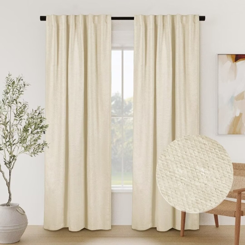 Chenille Solid Room Darkening Back Tab Single Curtain Panel