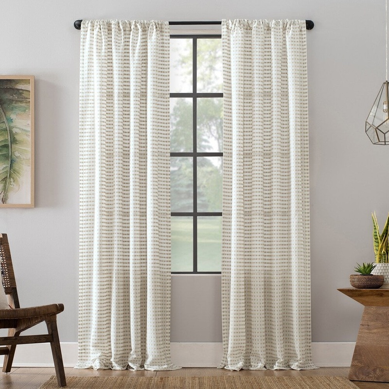 Clean Window Modern Check Pattern Anti-Dust Curtain Panel