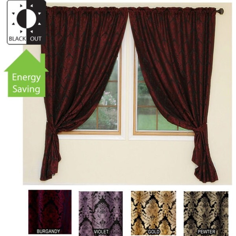 Damask Jacquard Insulated Blackout 84-inch Curtains