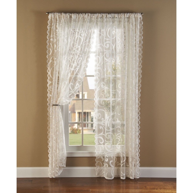 Scroll Lace 84-inch Curtain Panel Pair - 56 x 84