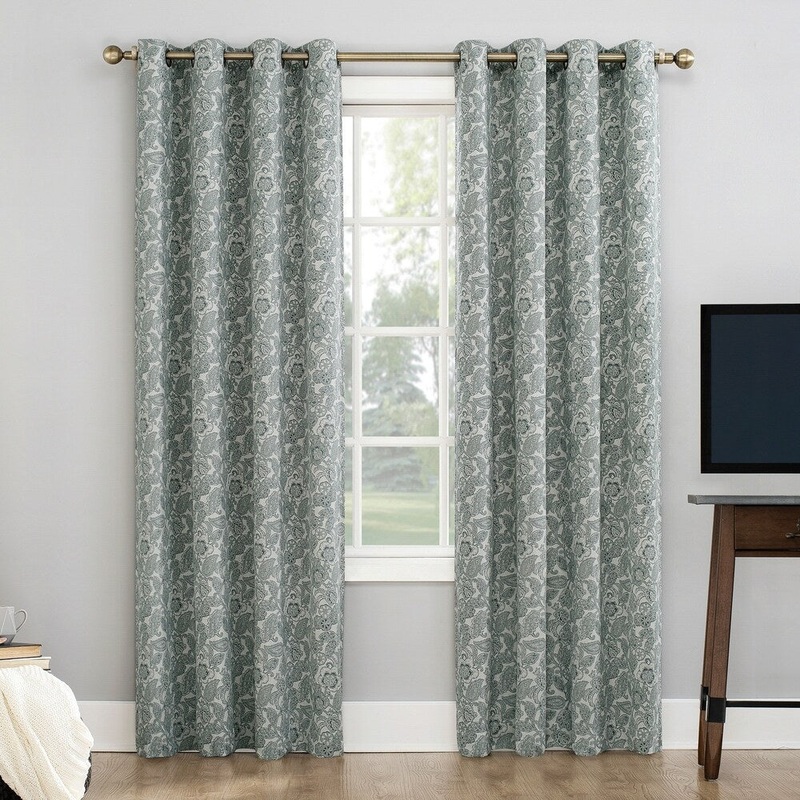Sun Zero Dagmar Botanical Paisley Extreme 100% Blackout Grommet Curtain Panel
