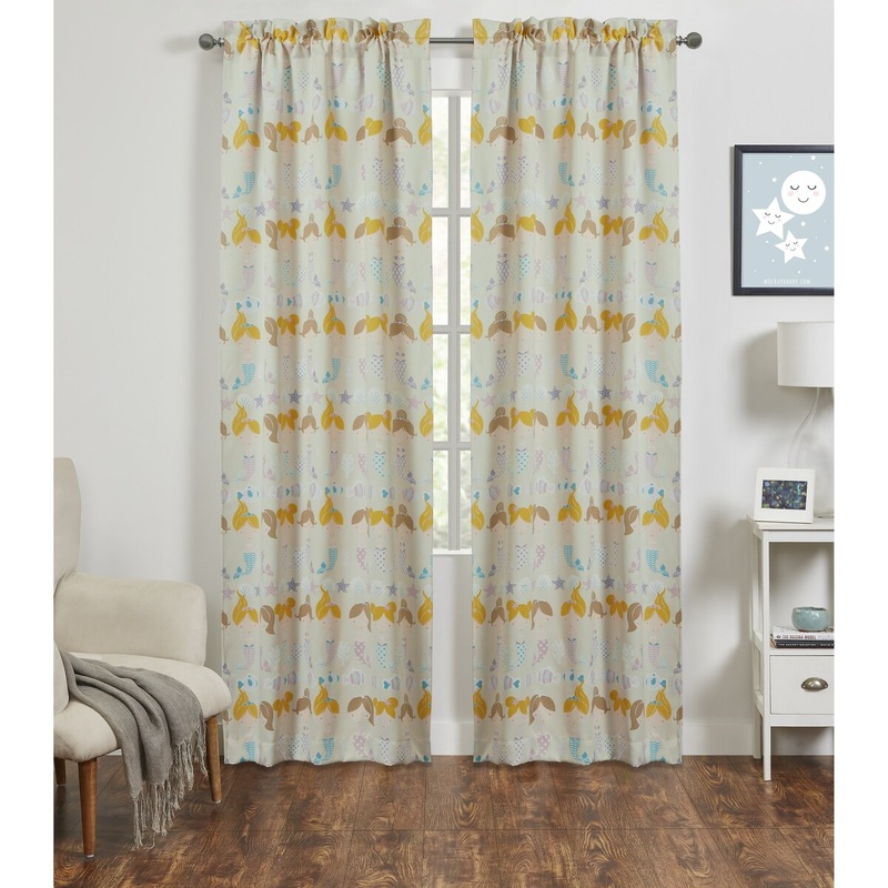 VCNY Home Mermaid 2-Piece Multicolor Rod Pocket Glow in the Dark Curtain Panel Set - 76" x 95"