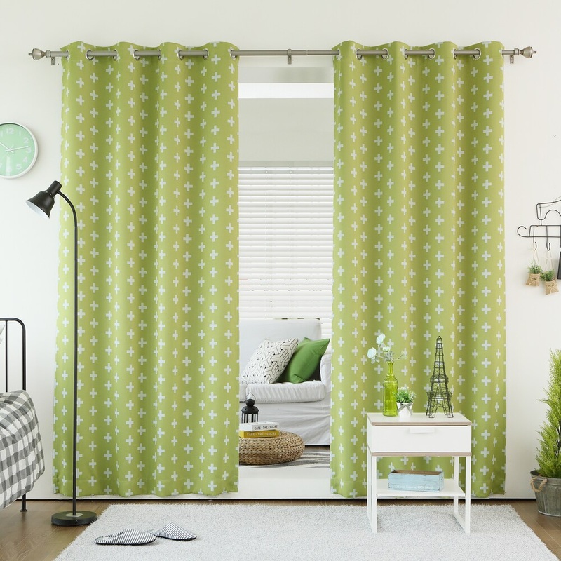 Aurora Home Plus Print Room Darkening Grommet Curtain Panel Pair
