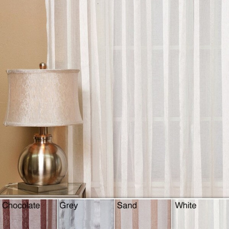 Aurora Home Sheer Faux Silk Herringbone 95-long Curtain Panel Pair - 52 x 95