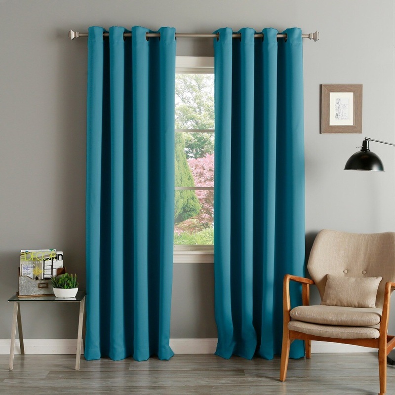 Aurora Home Teal Grommet-Top Thermal Insulated Blackout Curtain Panel Pair