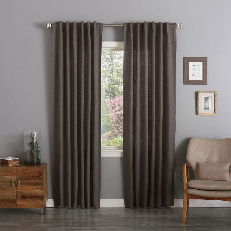 Aurora Home Textured Linen Back Tab and Rod Pocket Curtain Panel Pair