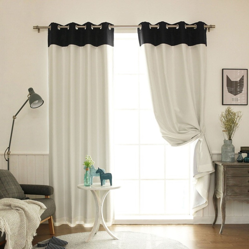 Aurora Home Top Border Faux Silk Blackout Curtain Panel - 52 x 84 - 52 x 84