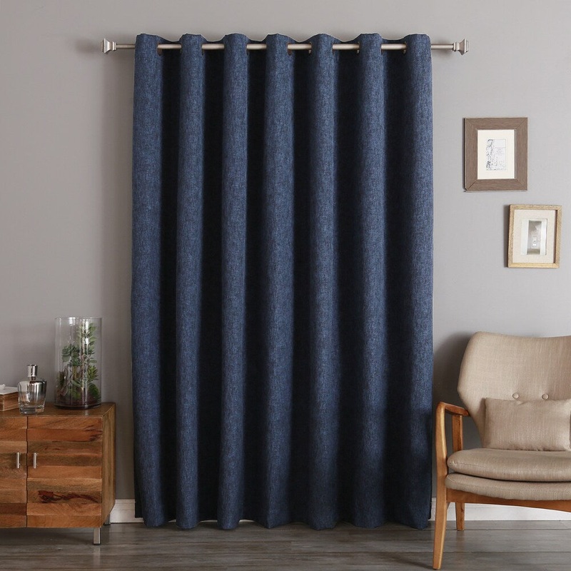 Aurora Home Wide Width Heathered Linen Look Blackout Curtain
