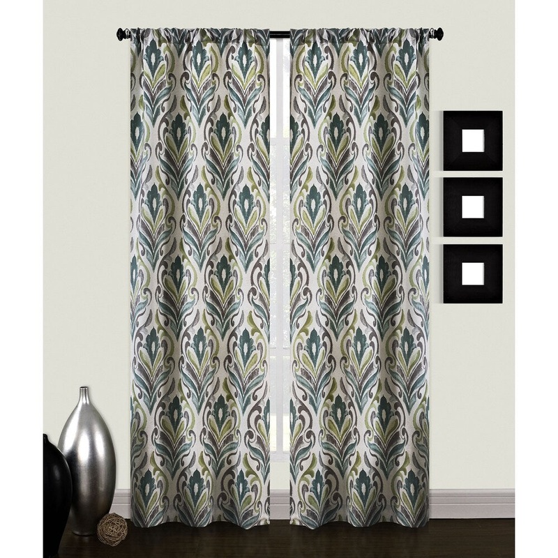 Carrera Damask 84-inches Curtain Panel Pair - 80 x 84