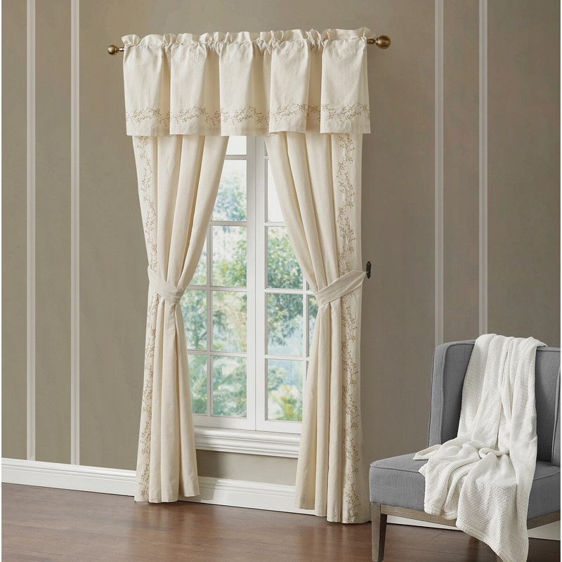 Rose Tree Farrah Gold and Ivory Embroidered Panel Pair - 50x84