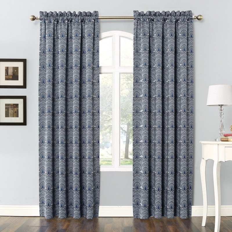 Sun Zero Dmitri Damask Print Room Darkening Rod Pocket Curtain Panel