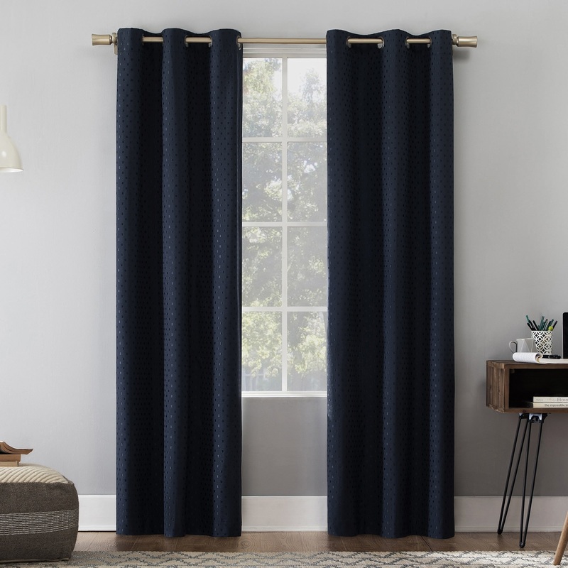 Sun Zero Huck Modern Check Thermal Extreme Total Blackout Grommet Curtain Panel Pair