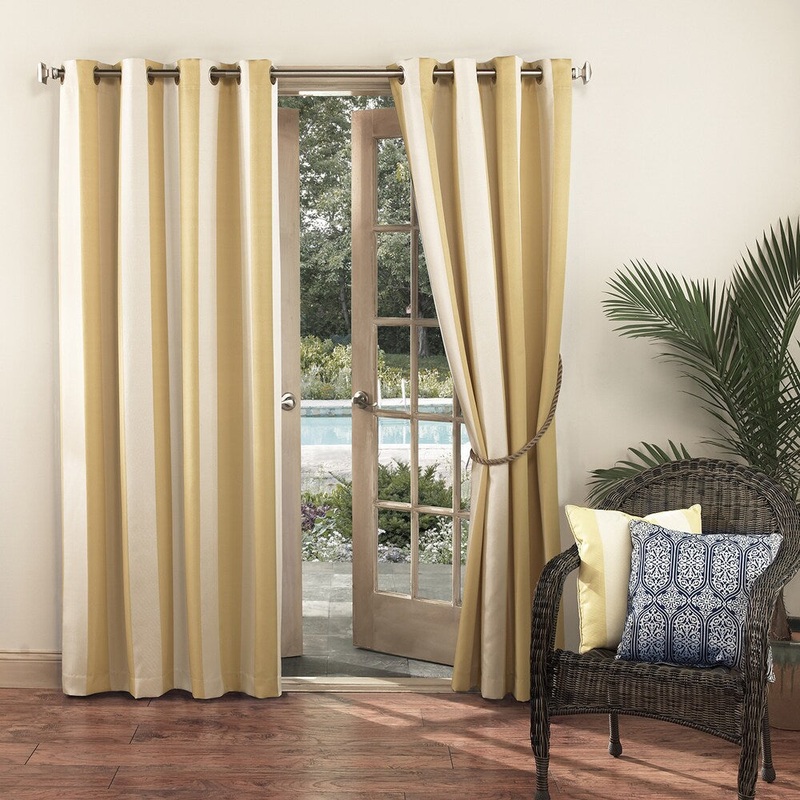 Sun Zero Riviera UV Blocking Indoor/Outdoor Woven Stripe Curtain Panel