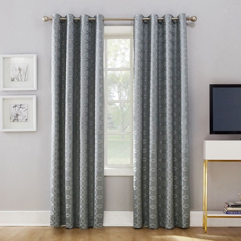 Sun Zero Rowes Woven Trellis Blackout Lined Grommet Curtain Panel