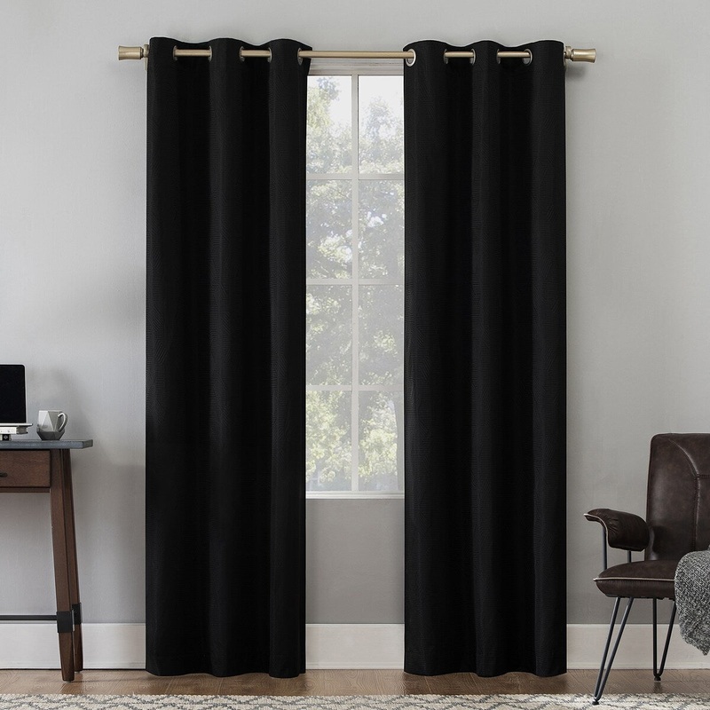 Sun Zero Starke Tonal Geometric Thermal Extreme Total Blackout Grommet Curtain Panel Pair