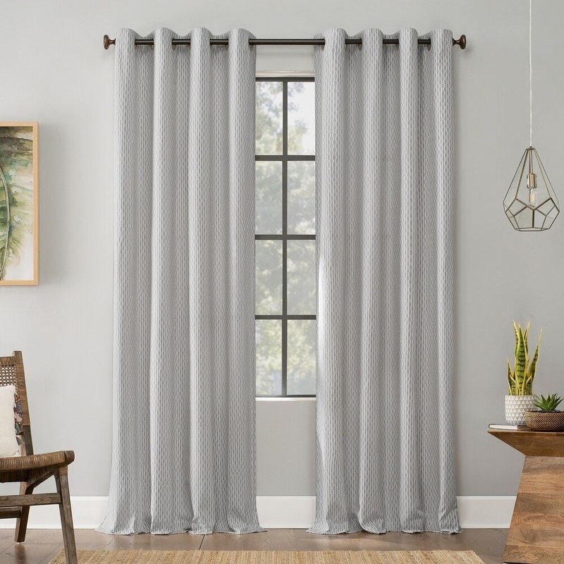 Archaeo Art Deco Cotton Grommet Top Curtain, Single Panel