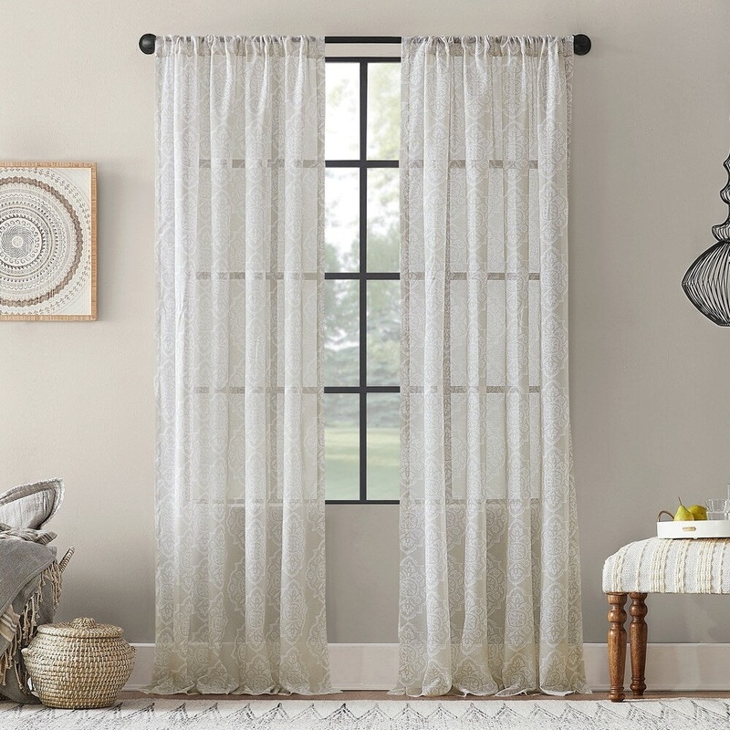 Archaeo Global Textured Cotton Blend Sheer Rod Pocket Curtain Panel