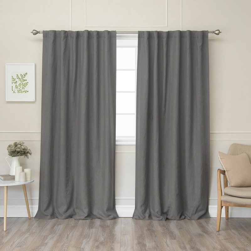 Aurora Home Belgian Flax Linen Blackout Lined Curtain Panel