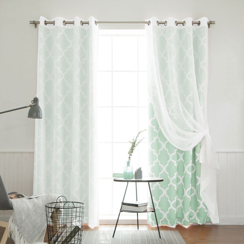 Aurora Home Mix & Match Muji Sheer Moroccan 4 Piece Curtain Panel Set - 52"W x 84"L