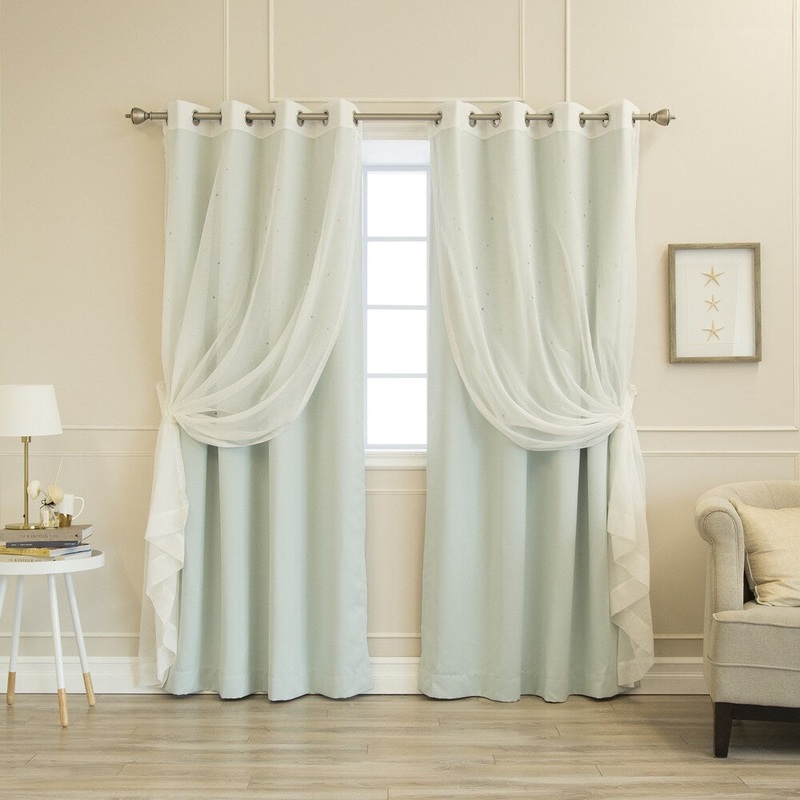 Aurora Home Mix & Match Star Cut Out and Sheer 4 Piece Curtain Panel Set - 52x84