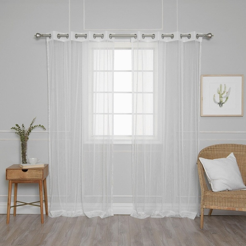Aurora Home Modern Dot Lace Sheer Curtain Panel Pair - 52"W x 84"L