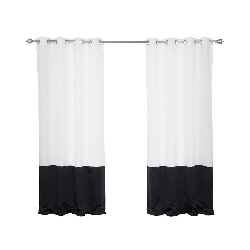 Aurora Home Outdoor Grommet Color Block Curtain Panel Pair