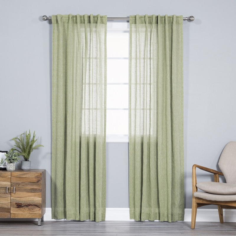 Aurora Home Pippin Linen Rod Pocket 84 Inch Curtain Panel Pair - 52 x 84