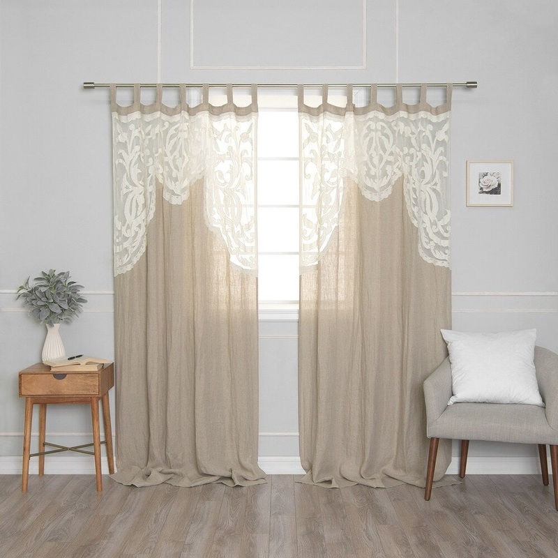Aurora Home Tab Top Embroidered Linen Curtains