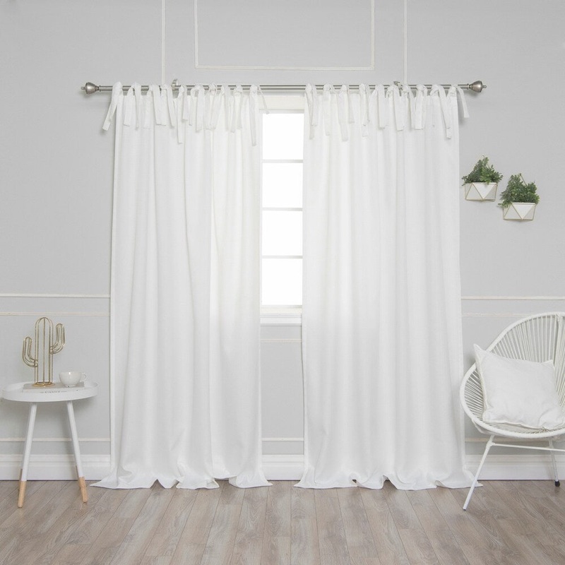 Aurora Home Tie Top Oxford Curtain Panel Pair