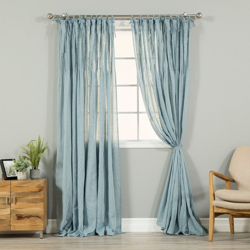 Aurora Home Tie Top Pinch Pleat Faux Pippin Linen 84" Curtain Panel
