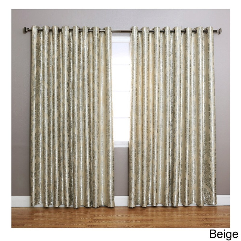 Aurora Home Traditional Damask Wide Width Grommet Curtain Panel Pair