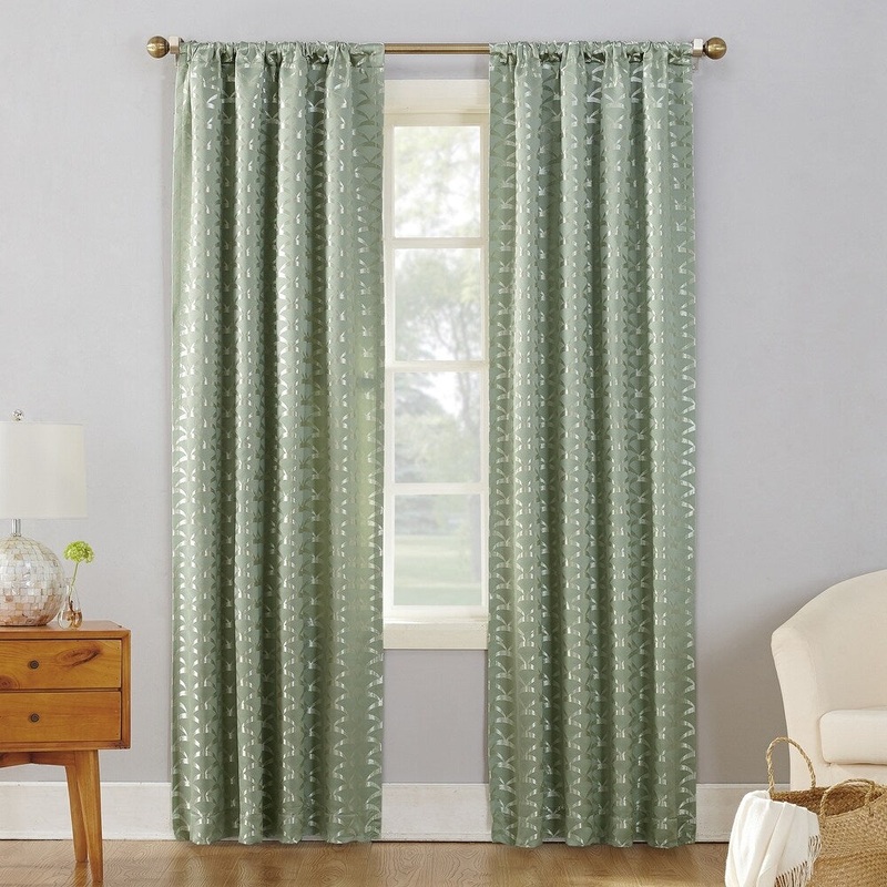 Sun Zero Atticus Metallic Jacquard Blackout Rod Pocket Curtain Panel