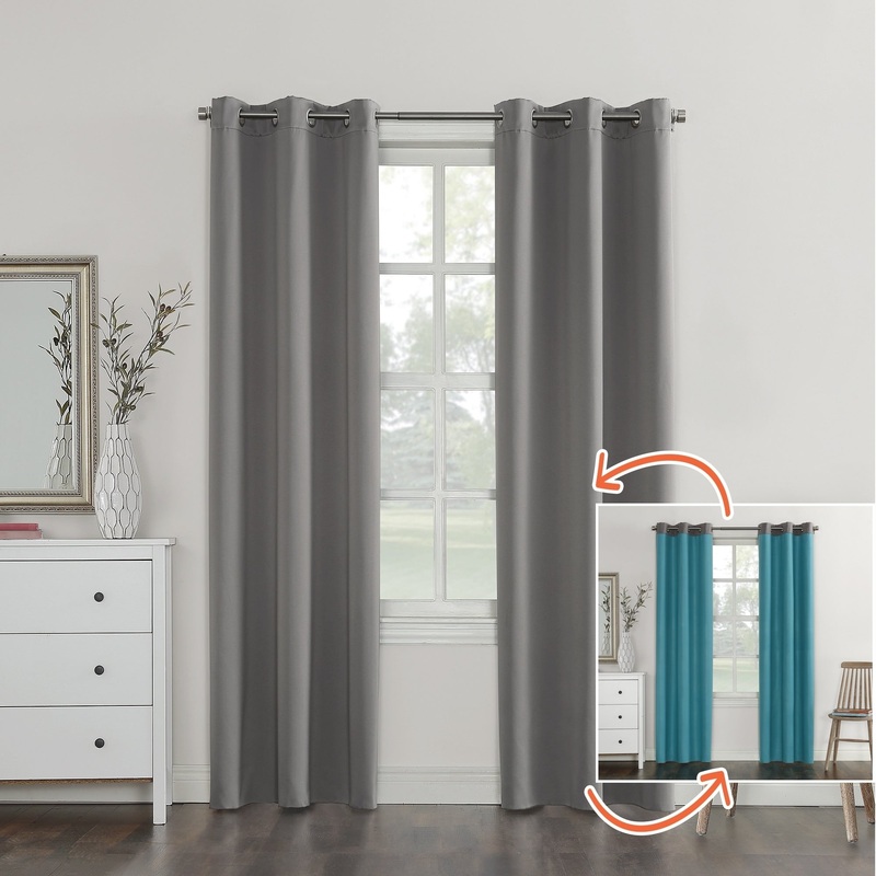 Sun Zero Campus Fleece Lined Reversible Blackout Curtain Panel