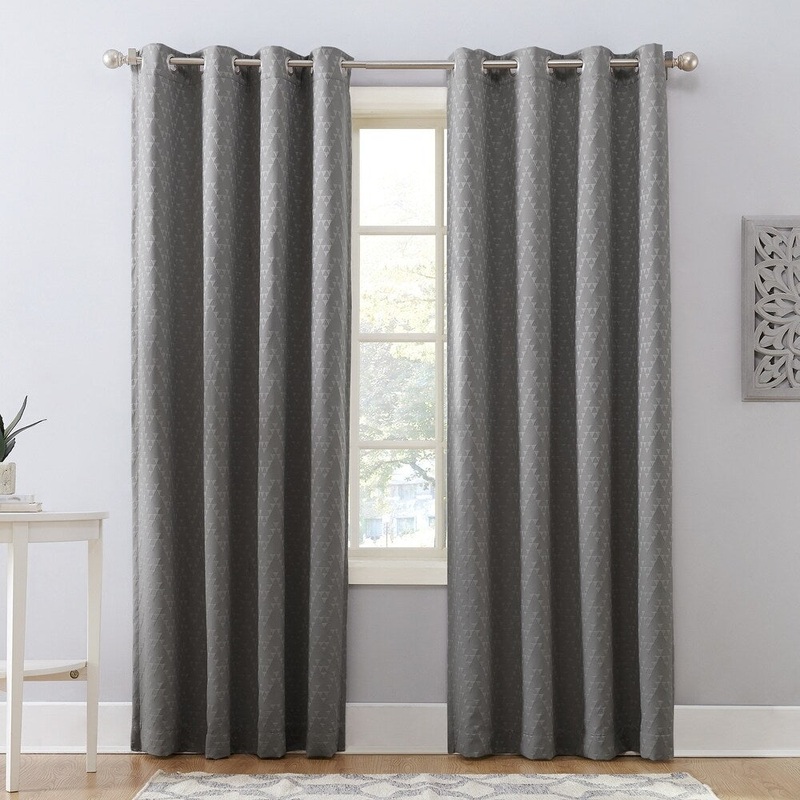 Sun Zero Corinne Woven Geometric Blackout Lined Grommet Curtain Panel