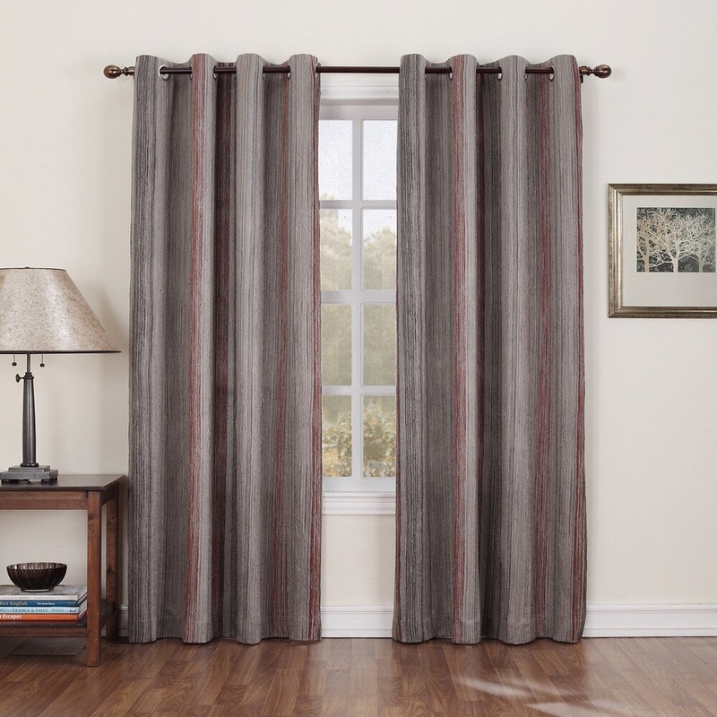 Sun Zero Hanson Stripe Brown Grommet Window Curtain Panel