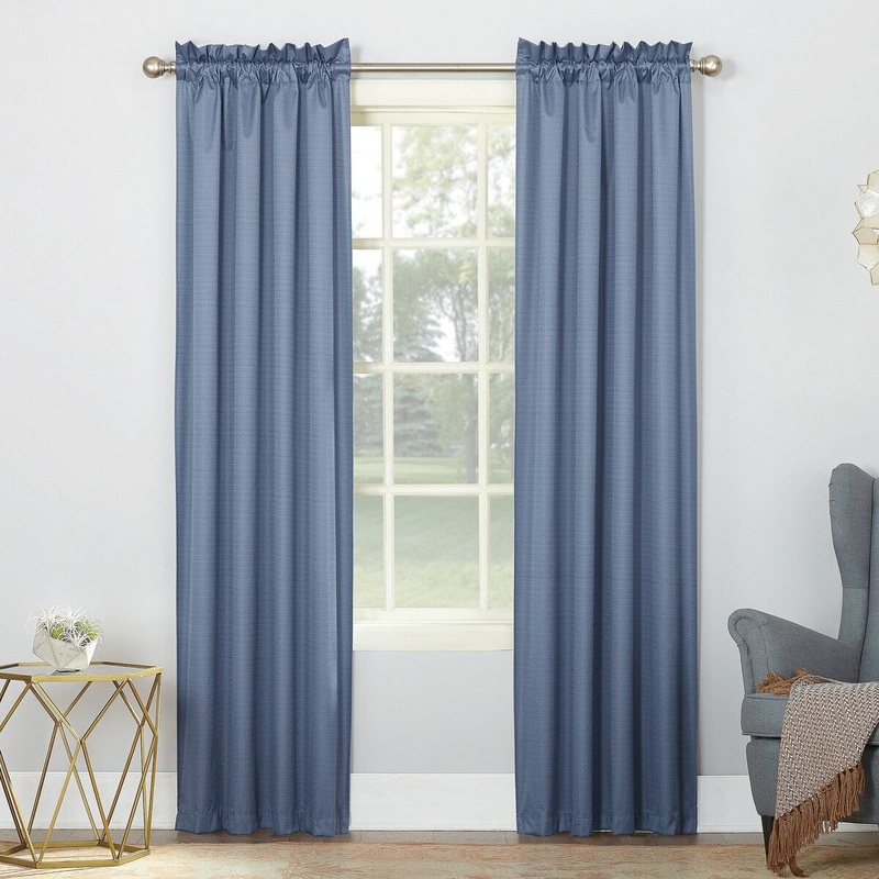 Sun Zero Riku Thermal Insulated Room Darkening Rod Pocket Curtain Panel Pair