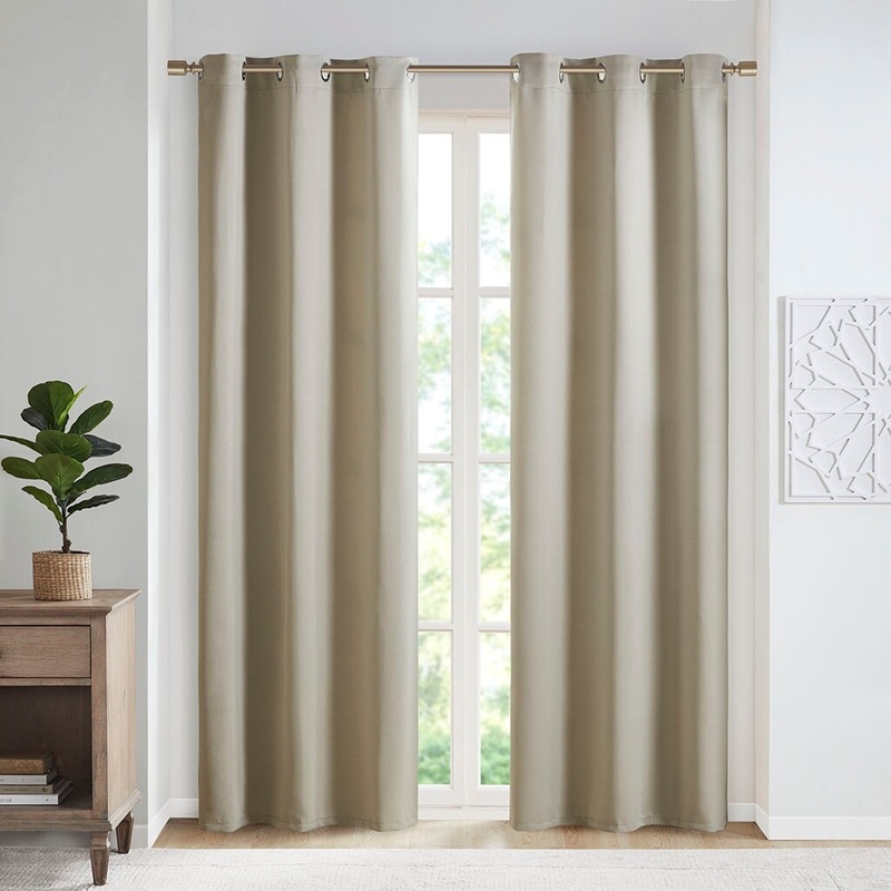 2 Window Panels Solid Blackout Triple Weave Grommet Top Curtain Panel, Suitable for Living Room, Bedroom