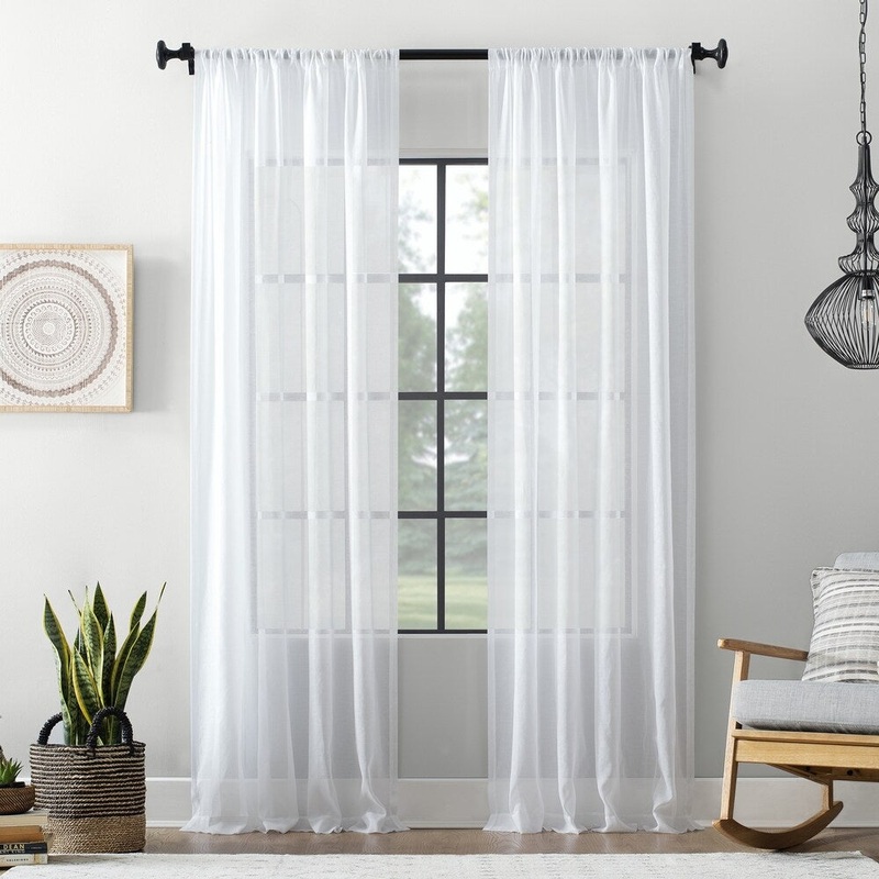 Archaeo Textured Cotton Blend Sheer Rod Pocket Curtain Panel