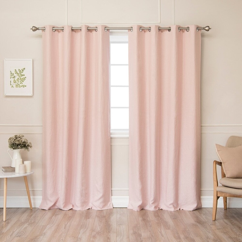Aurora Home Belgian Flax Linen Blackout Lined Grommet Curtain Panel