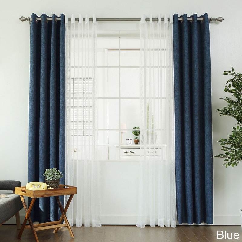 Aurora Home Mix & Match Linen Look Blackout and Zigzag Sheer 4 Piece Curtain Panel Set - 52 x 84