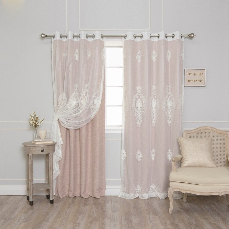 Aurora Home Mix & Match Pearl & Cotton Slub Blackout 4 Piece Curtain Panel Set - 52"W x 84"L