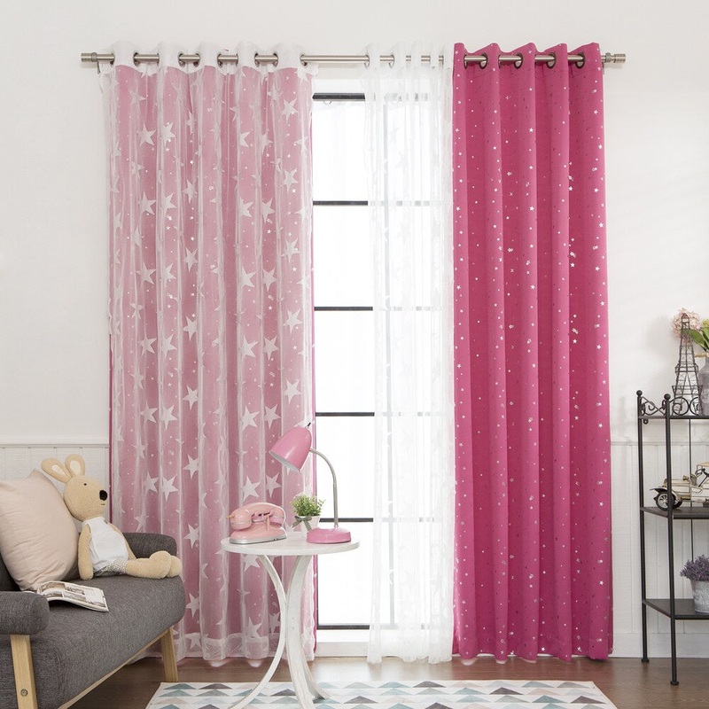 Aurora Home Mix & Match Star Struck Blackout and Star Sheer 4-piece Curtain Panel Set - 52 x 84