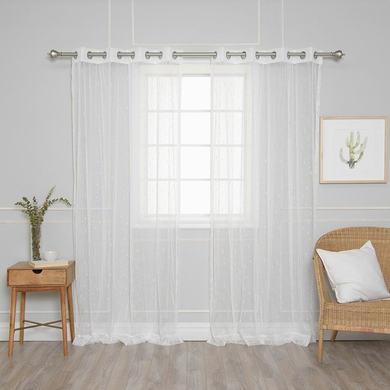 Aurora Home Modern Triangle Lace Sheer Curtain Panel Pair - 52"W x 84"L