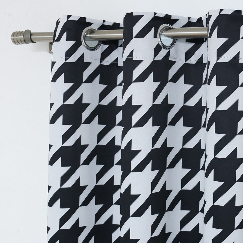Aurora Home Oversized Houndstooth Room-Darkening Curtain Panel Pair - 52 x 84