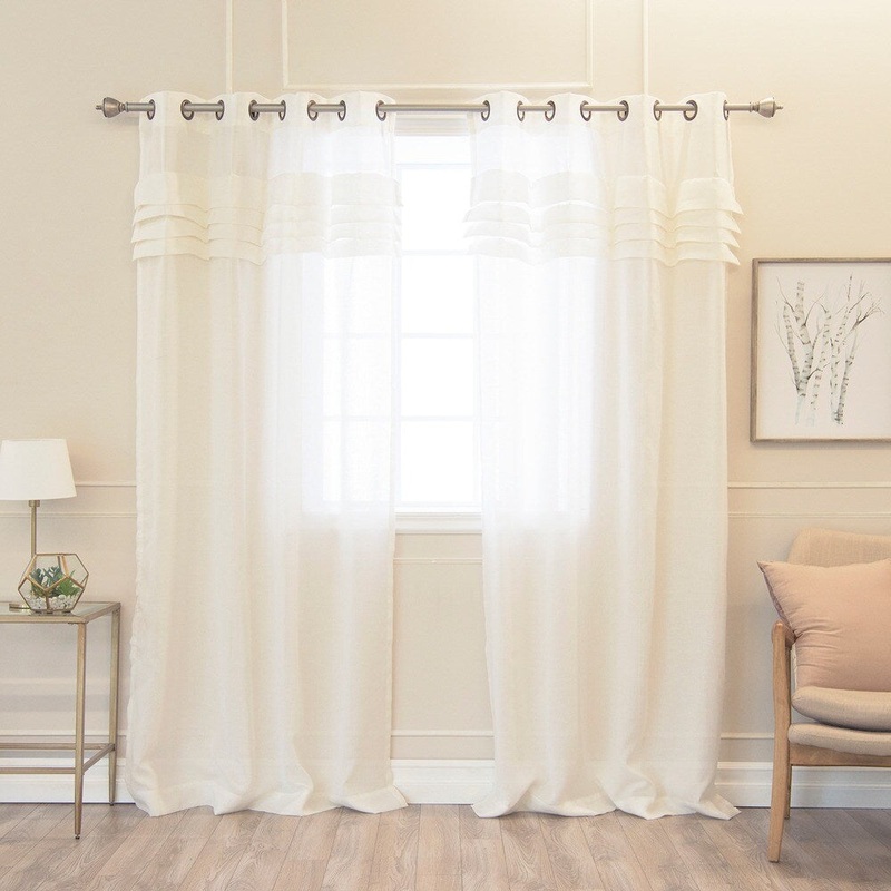 Aurora Home Pleated Faux Linen 84-inch Grommet Top Curtain Pair - 52 x 84