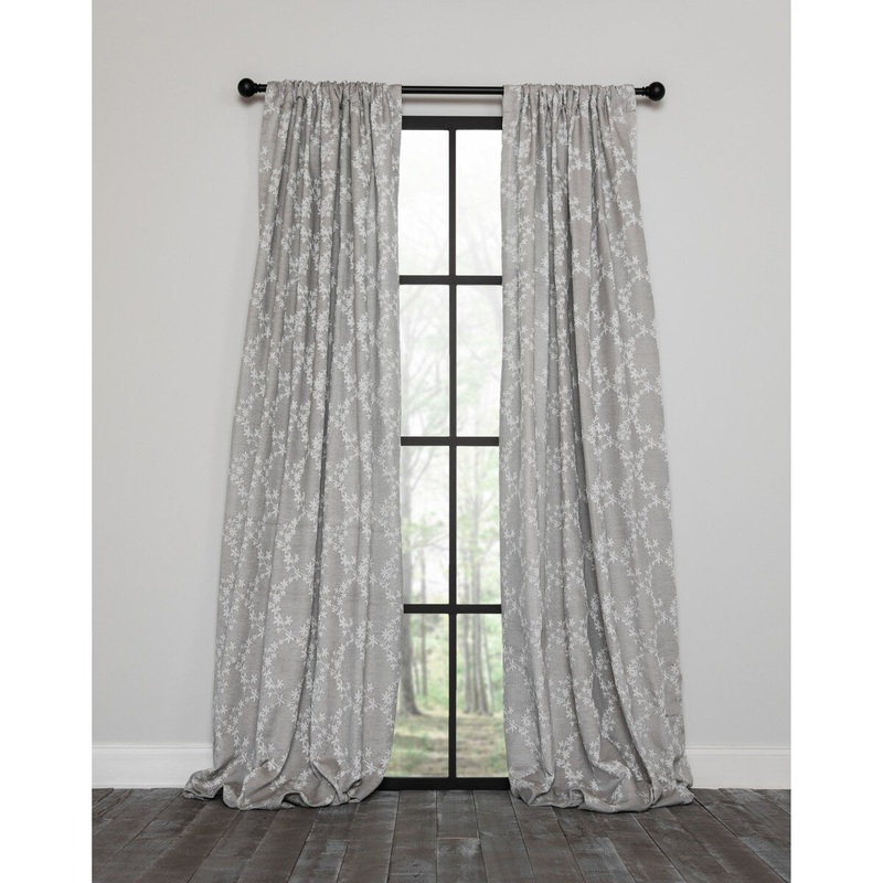 -Floria Rod Pocket Curtain Single Panel, 52 by 63-Inch, Gray