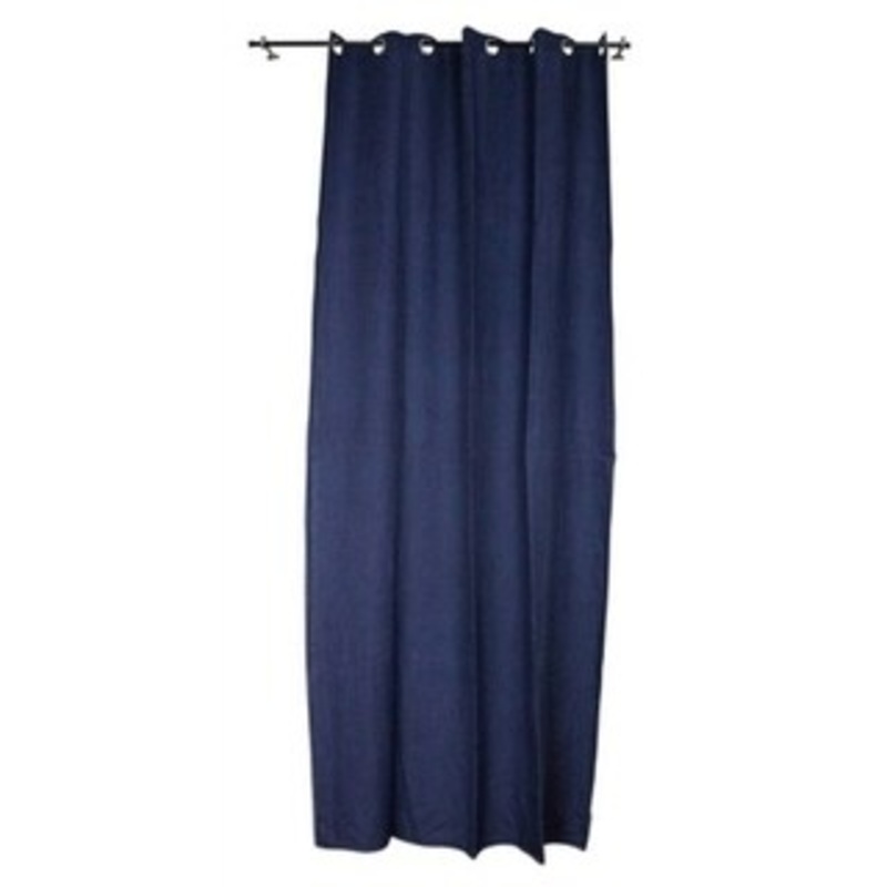 Sagebrook Home TC10290-01 Linen Curtain Panel, Contrast Stitch Navy Linen, 55 x 102 Inches
