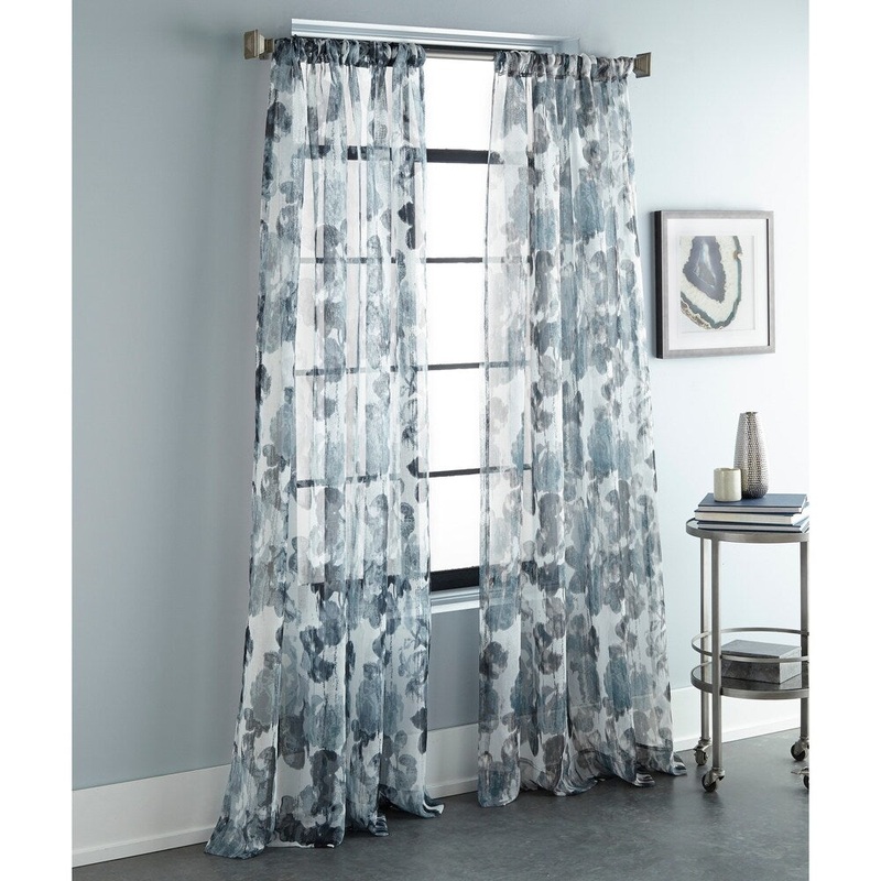 Sherry Kline Argasio Teal 96-inch Printed Sheer Panel (Pair) - 52 X 96