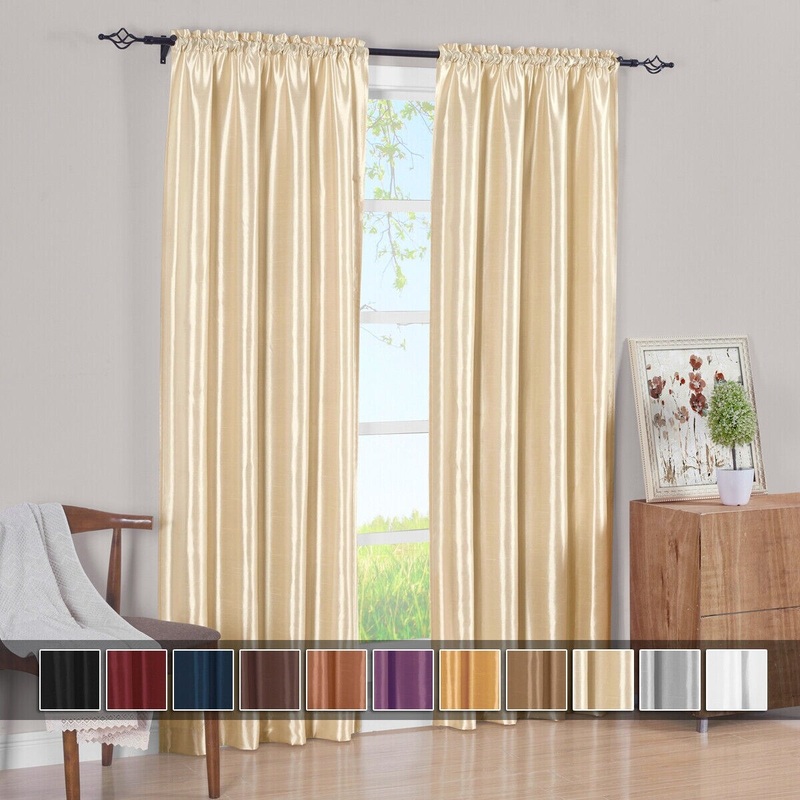 2Pcs Elegant Silk Curtain Panels 42x63 Inch
