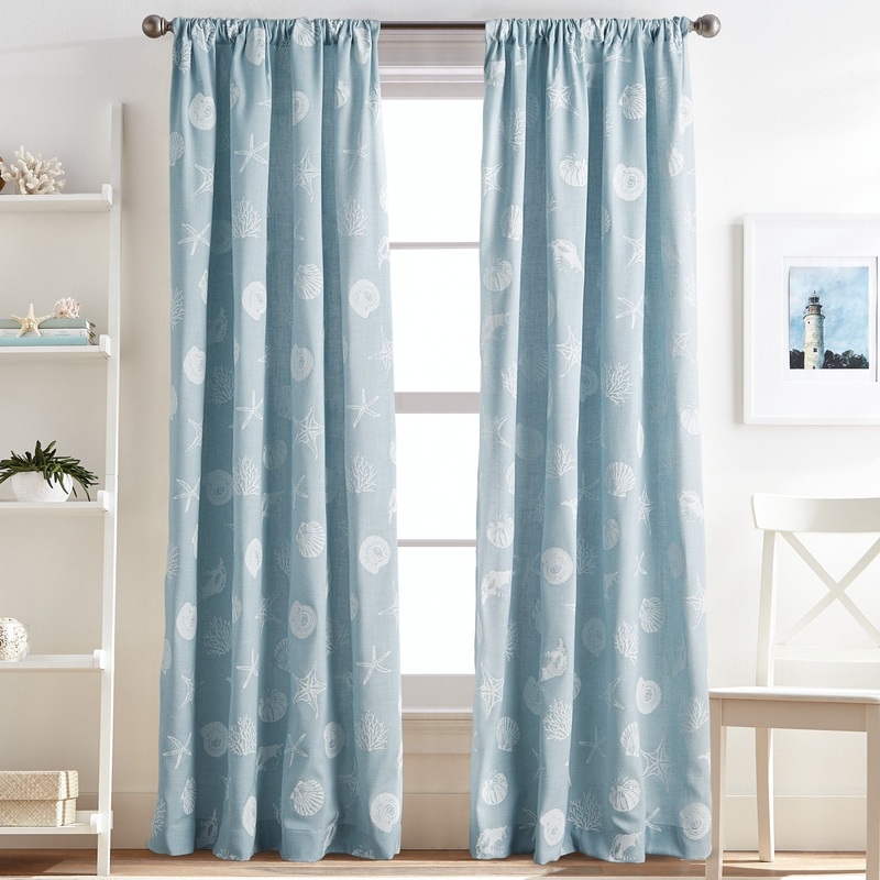 Coastal Seashells Rod Pocket Curtain Panel